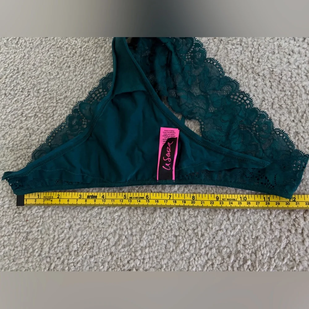 La SENZA Ultimate Plunge Dark Emerald Lace Plunge Bra & Bikini Set - Picture 7 of 9